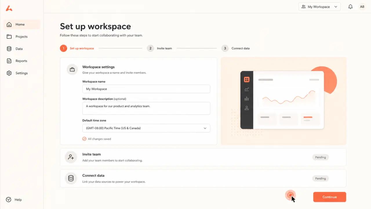 Illustrative onboarding checklist for setting up a SaaS workspace
