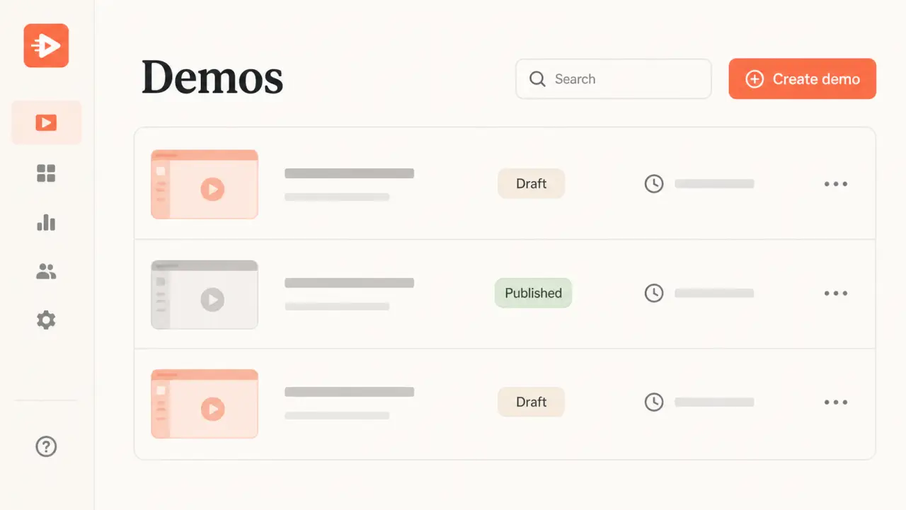 Illustrative DemoFast dashboard with draft and published demos