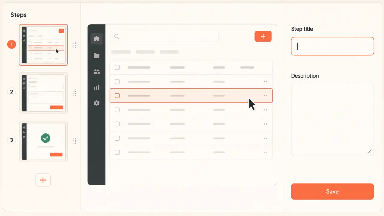Illustrative DemoFast editor with step thumbnails and editing controls